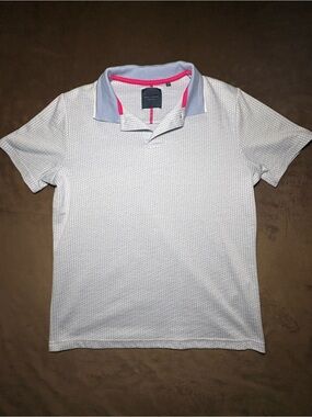 Guide London Premium Gray Patterned Polo Shirt – Size Medium